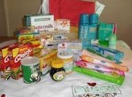 moms bag of hope contents; tea, toiletries, 2 min noodles, etc