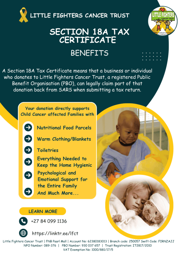 poster describing benefits of a Section 18A Certificate for Donors